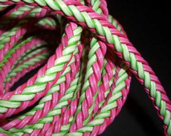 SALE - Gevlochten band van vegan leer - 6 mm breed - in 4 leuke kleuren - per 10 cm