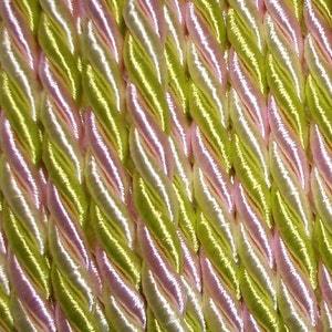 SALE Thick twisted satin cord 4 mm per meter creme-rosa-grün