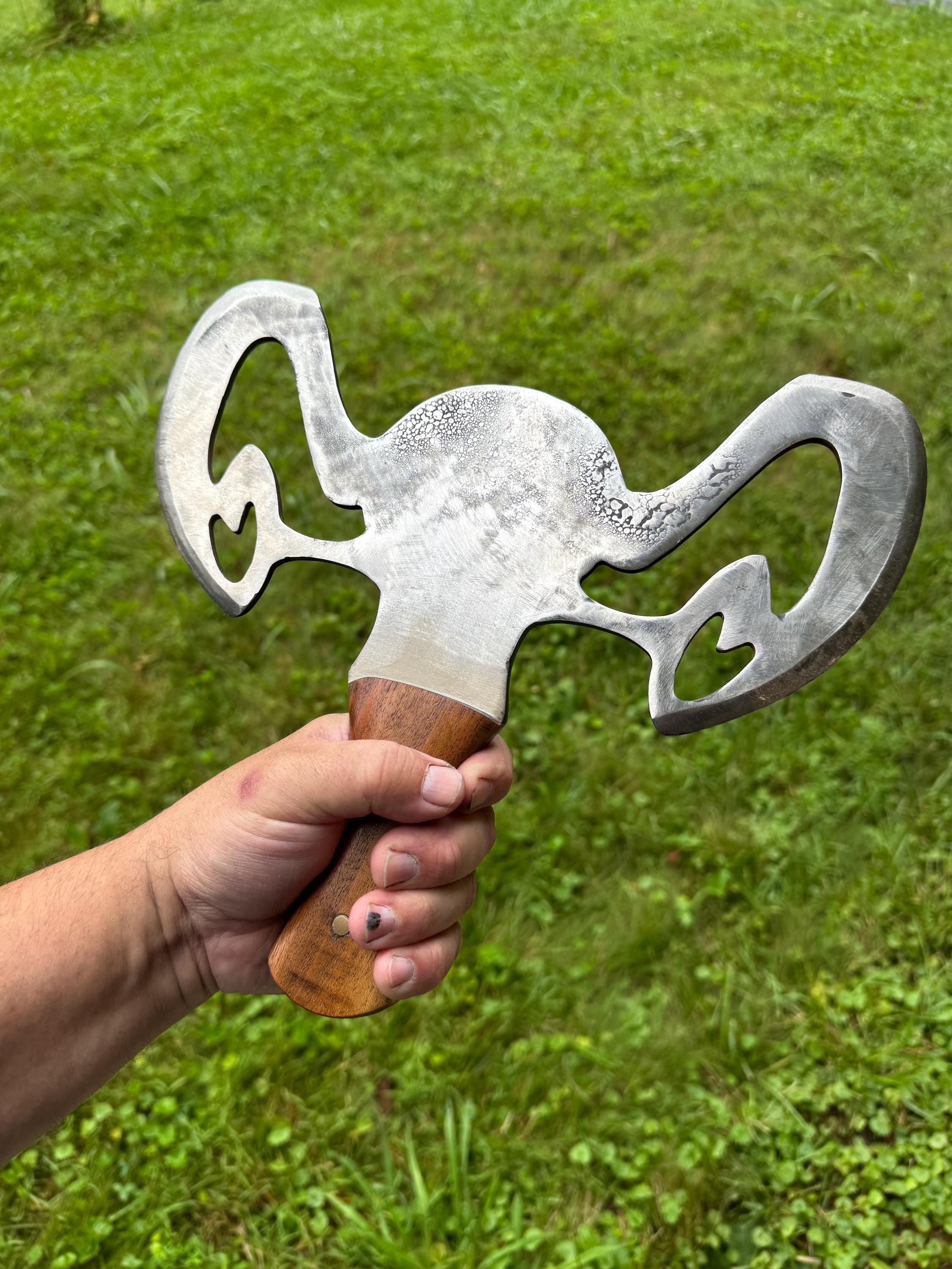 11" Large UterAxe with Short Walnut Wood Handle Protest Art