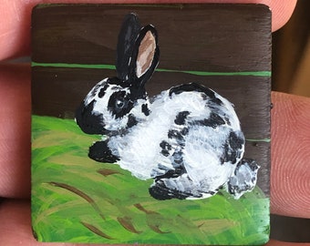 Beautiful Bunny Magnet Youth Art ( Painted Tile )