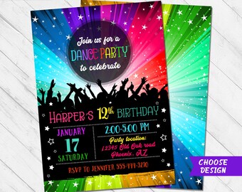 dance party invite etsy dance party invite