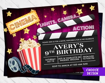 movie party invite etsy