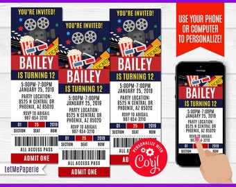movie party invite etsy