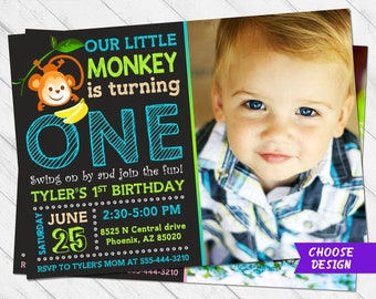 Monkey Invitations Etsy