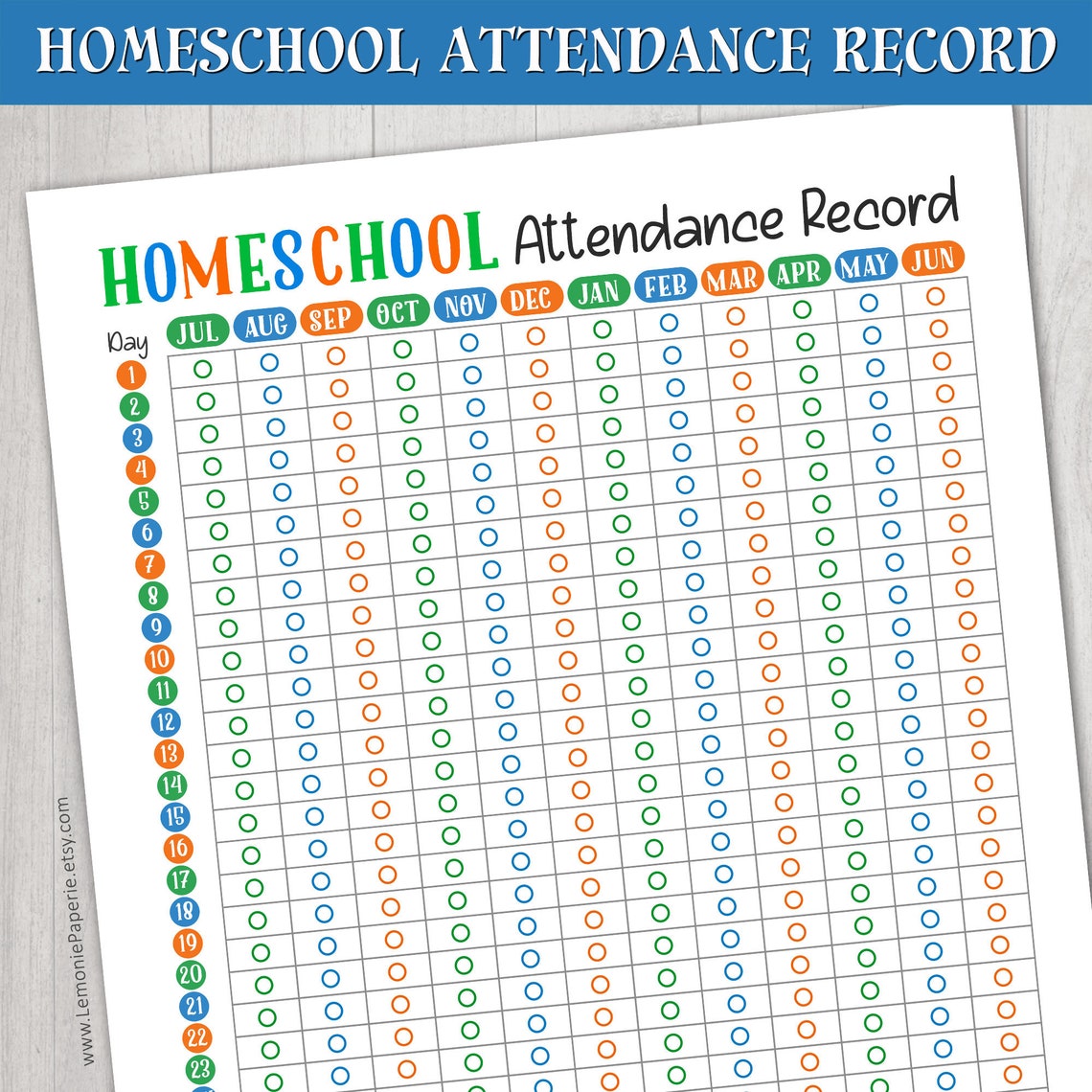 Free Printable Homeschool Attendance Chart