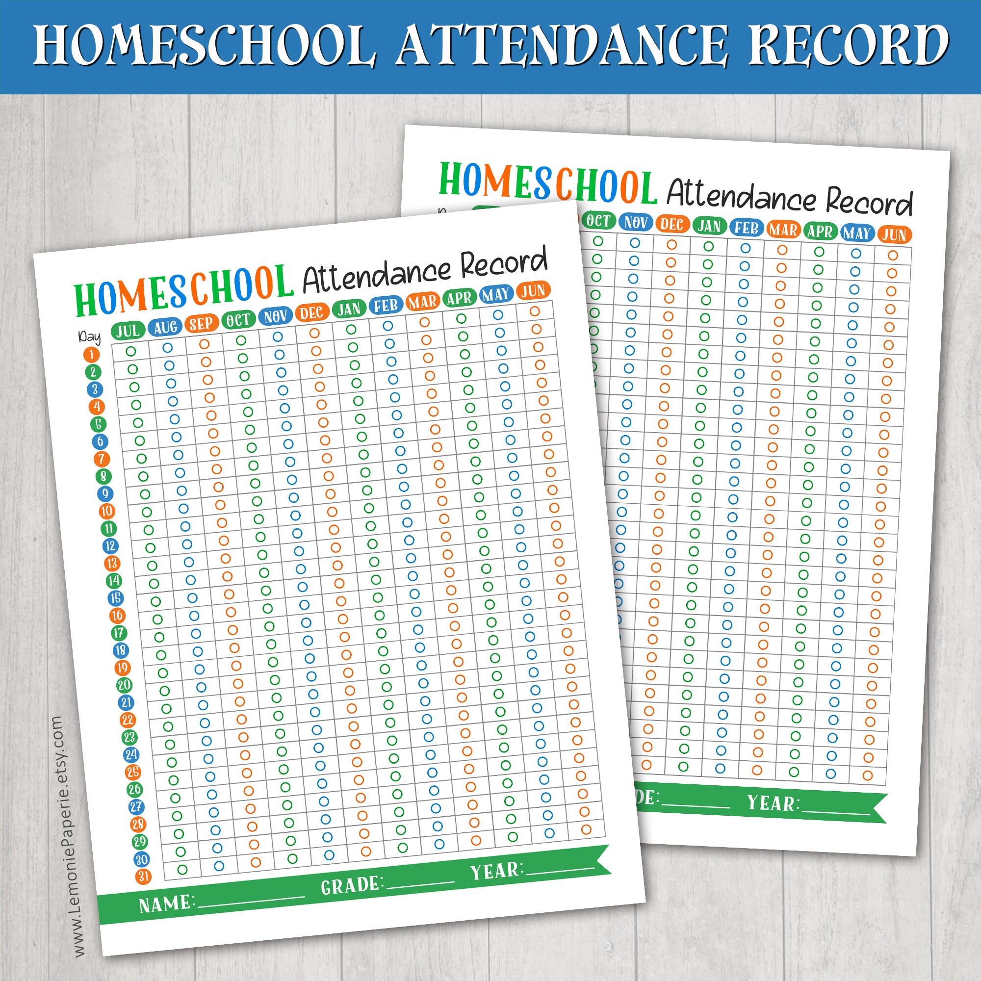 Homeschool Attendance Chart Homeschool Attendance Record Log | Etsy