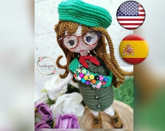 pdf English pattern/patrón español/ amigurumi pattern / scout /doll pattern/crochet doll tutorial /stuffed doll/ pattern by Amitopia/blythe