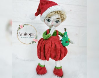 poupée amigurumi garçon de noël/ modèle de poupée/ pdf modèle anglais / tutoriel de poupée au crochet / poupée en peluche / modèle de jouet / modèle par Amitopia /