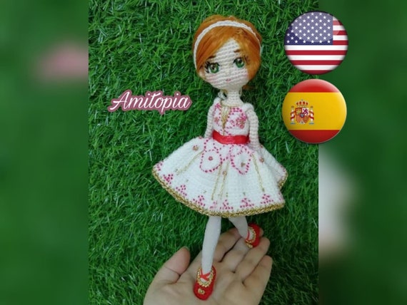 Pdf English Pattern Patron Espanol Ballerina Amigurumi Etsy Pdf English Pattern Patron Espanol Ballerina Amigurumi Etsy