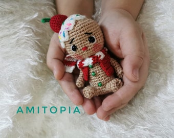 new year gingerbread/ doll pattern/ pdf English pattern / crochet doll tutorial /stuffed doll/christmas /toy pattern/  pattern by Amitopia /