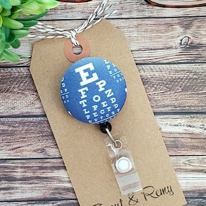 Eye Chart Badge Reel, Optometrist, Retractable Badge Reel, Ophthalmologist, Wipeable Option
