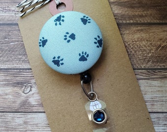 Paw Print Badge Reel, Cat Badge Rel, Dog Badge Reel, ID Badge Holder