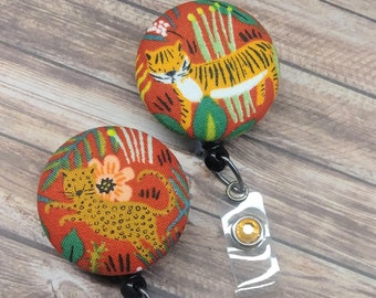Rifle Paper Co. Badge Reel: Menagerie Jungle Animals, Retractable Alligator Clip