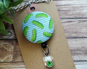 Pickles on Stripes Retractable Badge Reel | Wipeable, Interchangeable & Cover Only Options