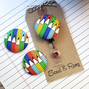 Colorful Pencils Badge Reel, Teacher Badge Reel