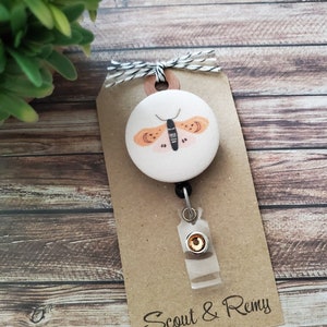 Boho Butterfly Badge Reel, Wipeable Option, Retractable Badge