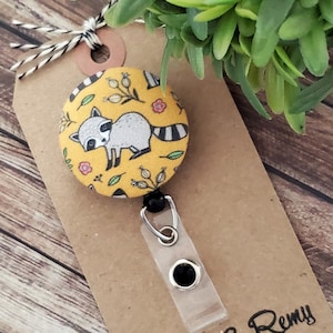 Raccoon Badge Reel: Woodland Animal Badge Holder