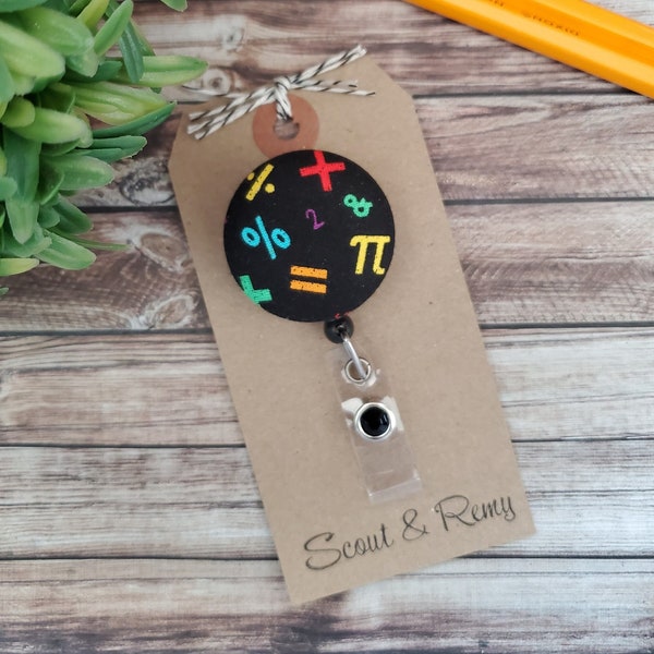 Mathmatics Badge Reel, Math Teacher badge Reel, Math Symbols Badge Holder