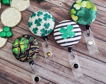 Badge Reel, St Patrick's Day,  Saint Patrick's Day, Retractable Badge Reel, Wipeable Option