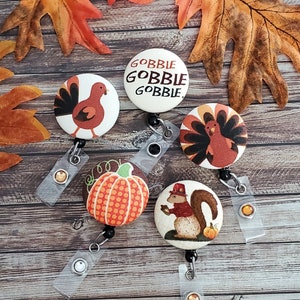 Thanksgiving Badge Reel, Turkey, Fall, Gobble, Badge Clip, Name Badge Holder, ID Badge