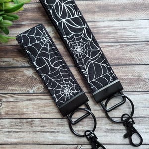 Spiderweb Wristlet Keychain – Halloween Key Fob with Black Hardware