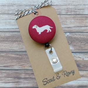 Dachshund Badge Reel: Doxie Dog, Wipeable Option, Retractable ID Badge
