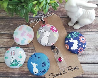 Bunny Rabbit Badge Reel – Spring Easter Nurse Teacher Holder