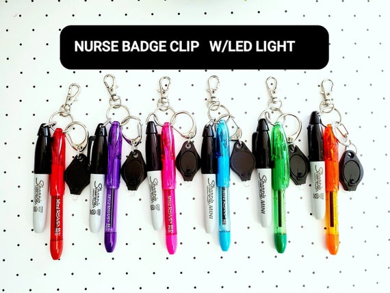 Badge Reel Pens, Mini Sharpie, Mini Pen and LED Light for Badge Reels and  Lanyards, Badge Reel Accessories 