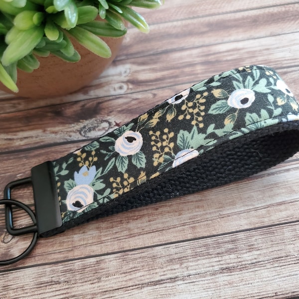 Wristlet - Key Fob - Rosa Black - Rifle Paper Co - Keychain - Floral