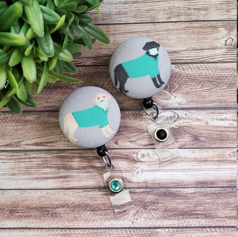 Dogs in Scrubs Badge Reel Black Lab Yellow Lab Golden Etsy