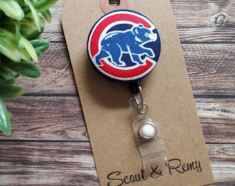 Cubs Badge Reel, Chicago, Baseball, Wipeable Option