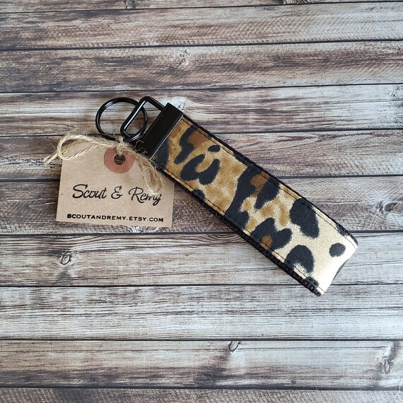 Leopard Key Fob Wristlet Animal Print Key Chain Leopard Keychain Etsy