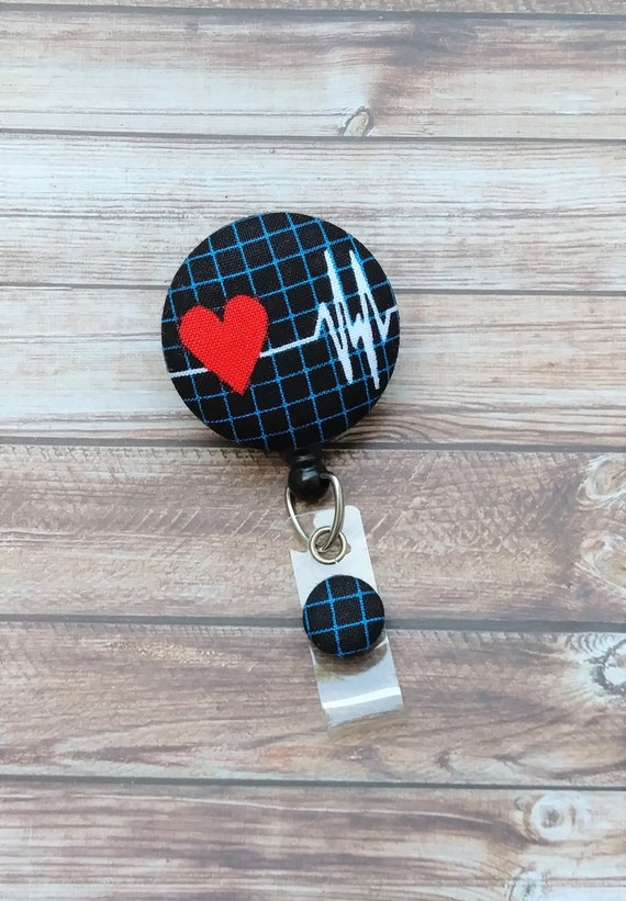 Nurse Badge Reel EKG Badge Heartbeat Medical Wipeable Option Retractable  Badge Reel ID Holder Cardiology CVT -  New Zealand