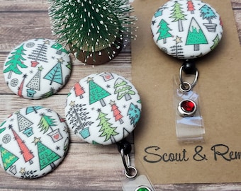 Christmas Tree Badge Reel: Teacher Nurse Retractable Clip