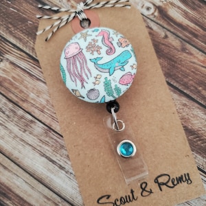 Ocean | Sea Life | Nurse Badge Reel | Teacher | Retractable Badge Reel | Wipeable Option