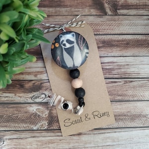 Raccoon Beaded Badge Reel