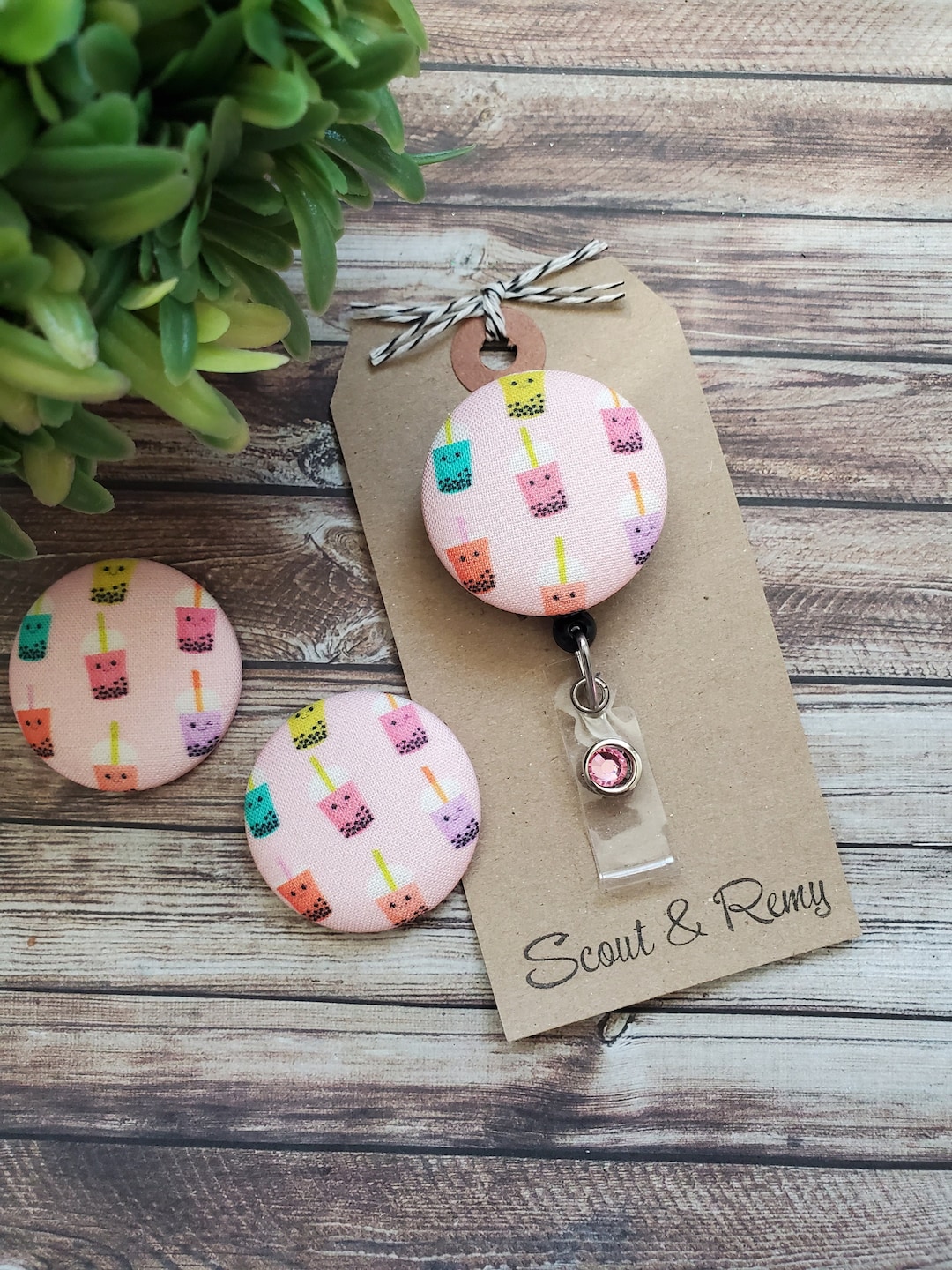 Bubble Tea Boba Tea Badge Reel Retractable Badge Interchangeable Cover