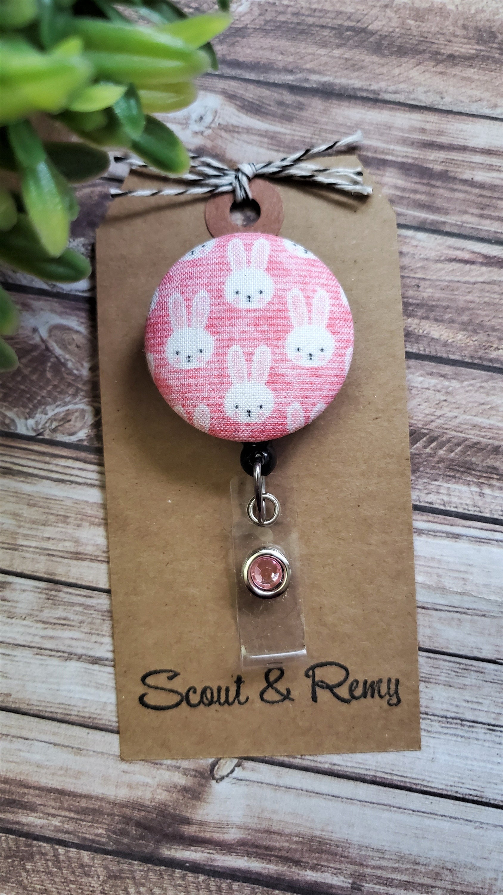 Bunny Badge Reel Bunnies Easter Spring Rabbit Badge Etsy