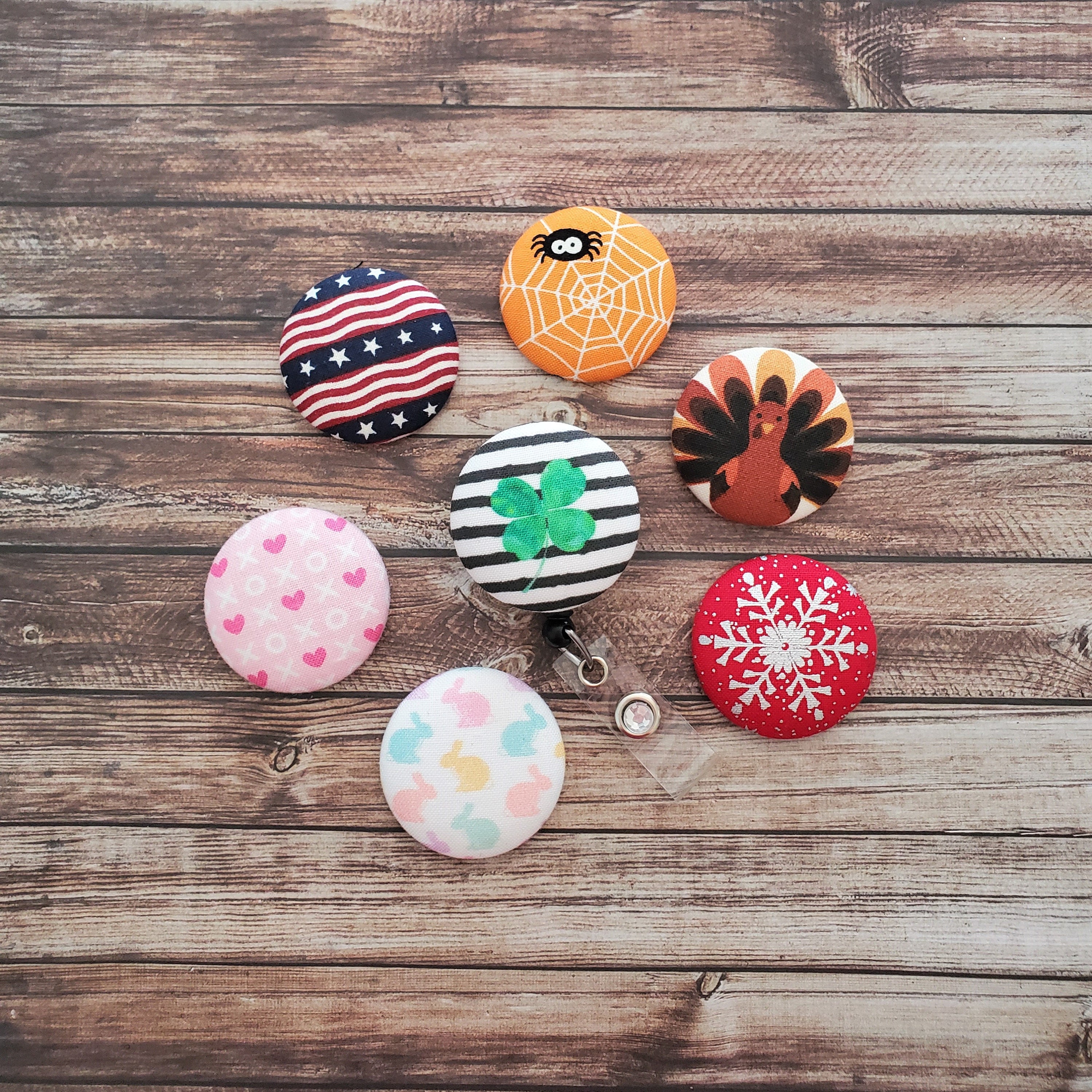 Holiday Badge Reel, Set, Gift Set, Interchangeable, Holiday Set, Chri…