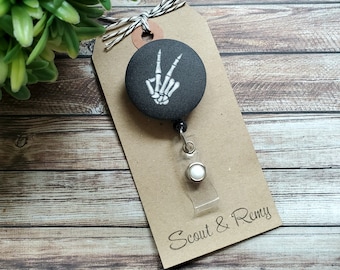 Radiology Badge Reel, Xray Badge Reel, Skeleton Badge Reel, Peace Sign, Wipeable Option