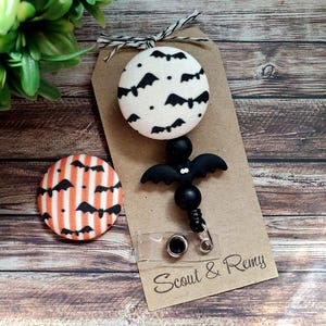 Bat Beaded Badge Reel, Halloween Badge Holder