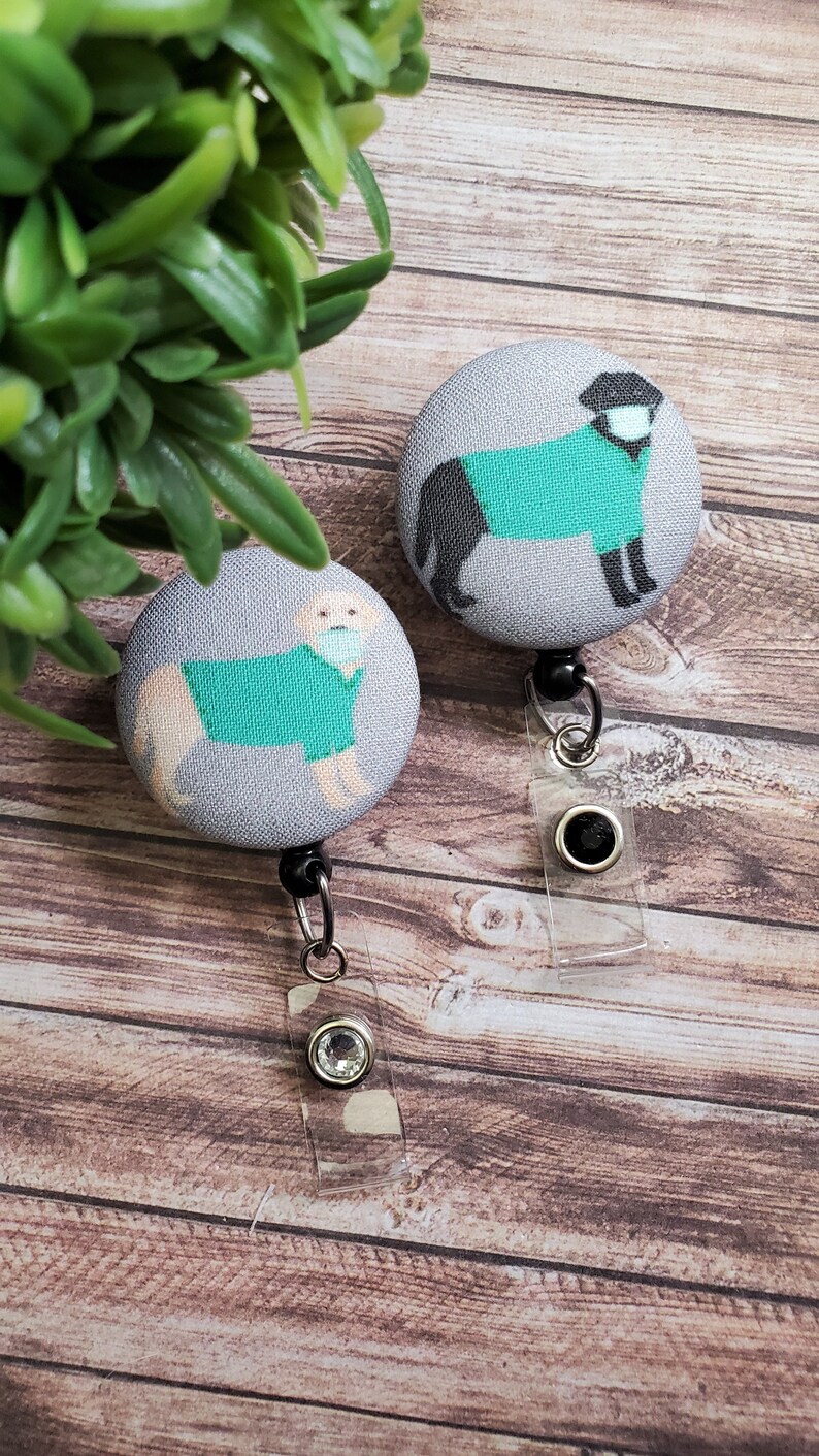 Dogs in Scrubs Badge Reel Black Lab Yellow Lab Golden Etsy