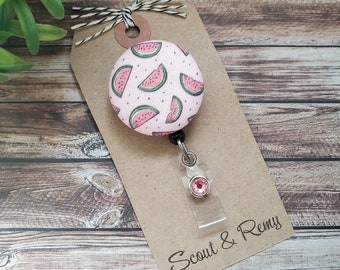 Watermelon Badge Reel, Summer Badge Reel, Fruit Bsdge Holder, Wipeable Option