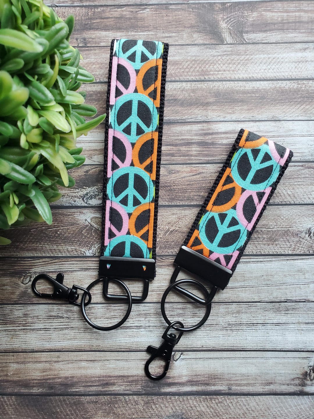 Peace Sign Key Fob Wristlet | Retro Keychain - Etsy