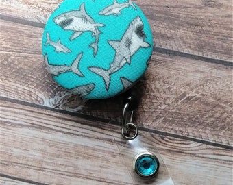 Shark Badge Reel: Turquoise Sea Life ID Holder