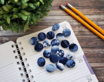 Blue and White Thumb Tacks, Shibori, Japanese Tie Dye, Push Pins