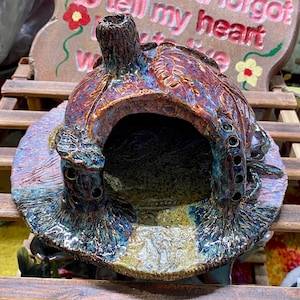 Ceramic Toad House  Wildlife  Yard Art Lizard  Outside  Garden Art Nature Inspired Fairy Frog  Fish  Natural Handmade  Small Animal