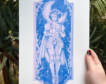 Lunar Knight Medieval Woodburn Riso Print