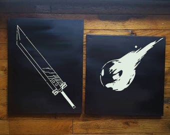 Final Fantasy Canvas, Buster Sword, Meteor, Comet, FF7, Cloud Strife, Video Games, FF7 Decor, Gaming Gifts, Cult Games, Classic Video Game