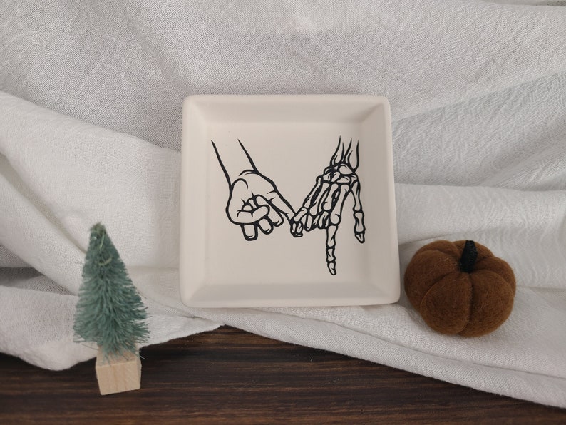 Pinky Promise Trinket Tray, Ceramic Art, Gifts for Her, Organization, Witchy Vibes, Goth Décor, Jewelry Holder, Best Friend, Christmas image 4